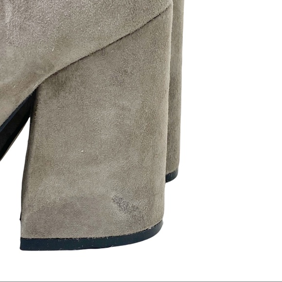 SOLD! Alias Mae Ahara Grey Suede Pointed Toe Chunky Heel Ankle Boots - Picture 5 of 14
